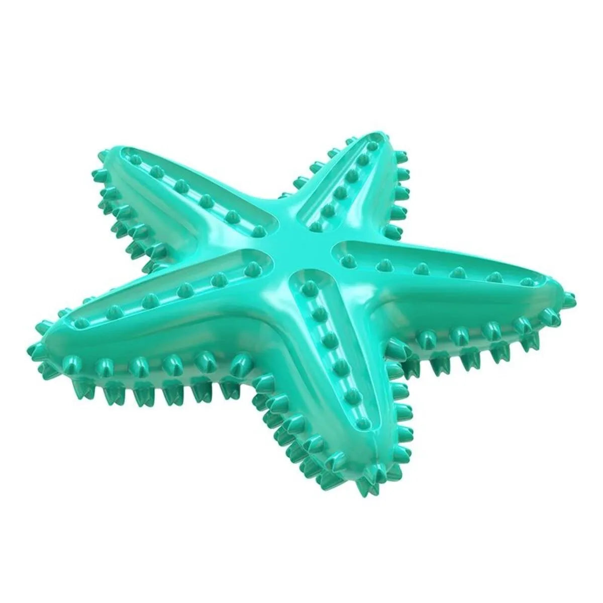 Edible TPR starfish-shaped dog toy for large breeds in blue, green and yellow colour options
