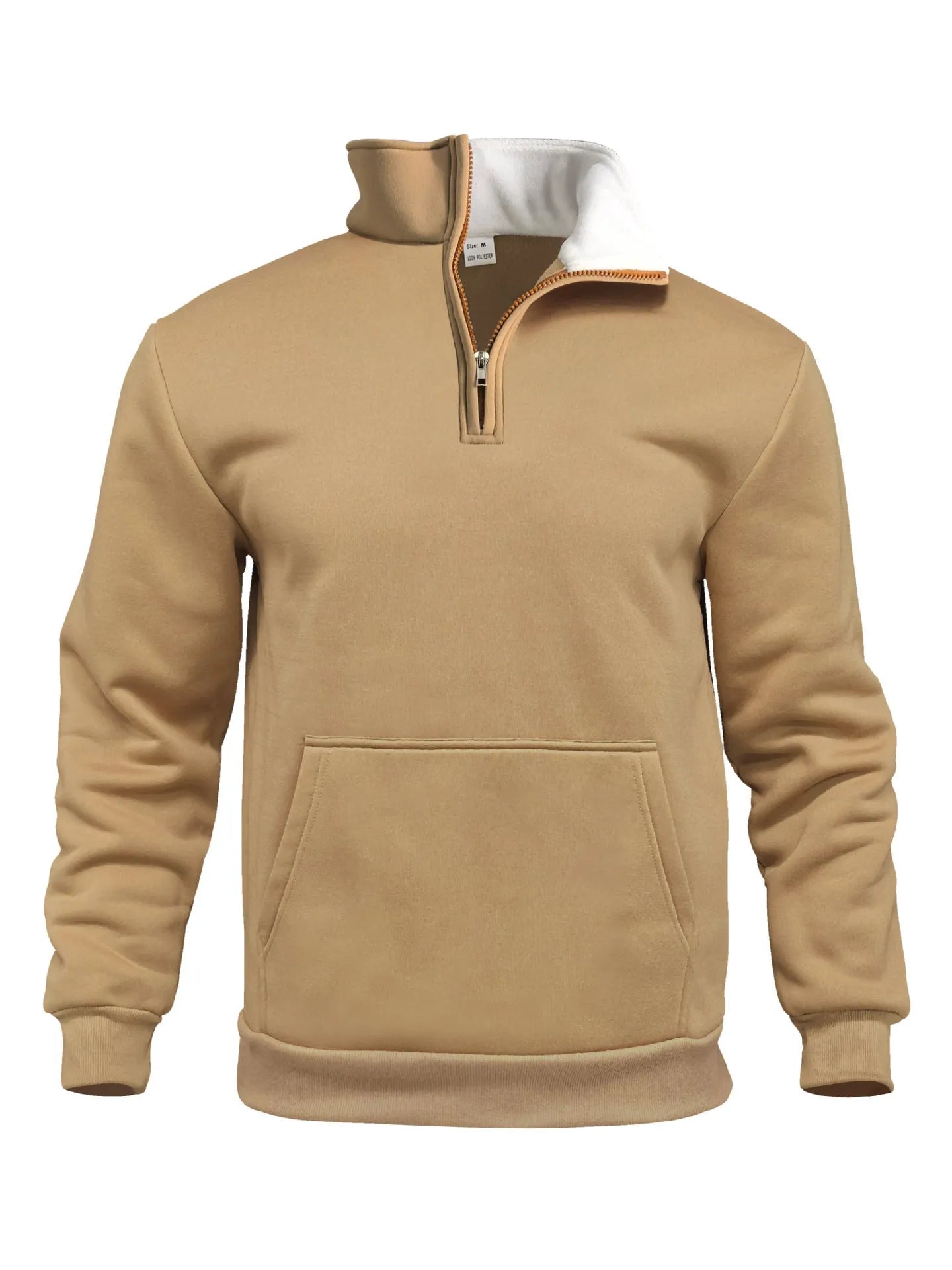 Casual high neck half-zip sweatshirt with 3D pocket, loose fit, polyester fabric, available in multiple colours