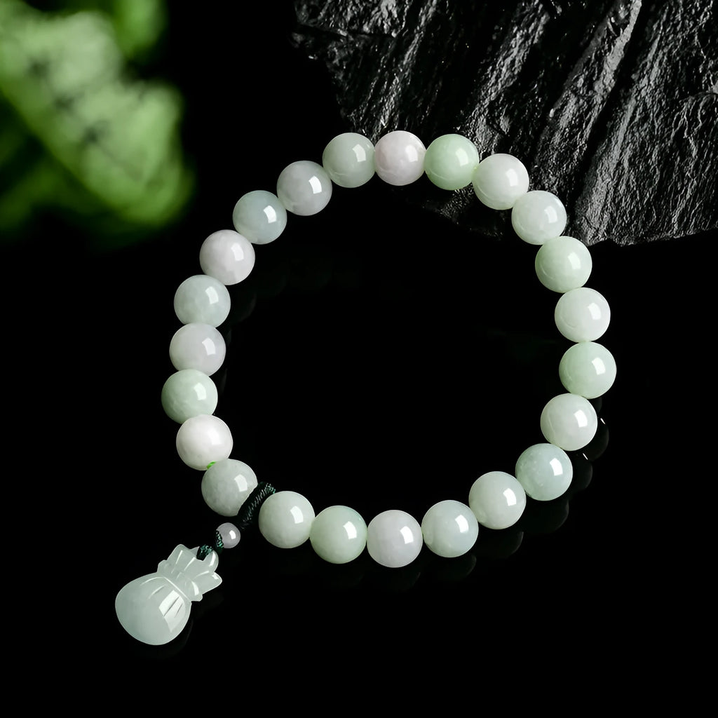 Ice jade colour flower-shaped 8mm bracelet with traditional Chinese national style design