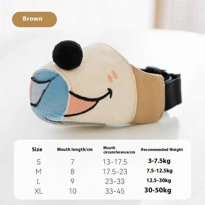 Canvas dog muzzle in Ollie Brown Bear colour, shown in size L for dogs 12.5kg to 30kg.