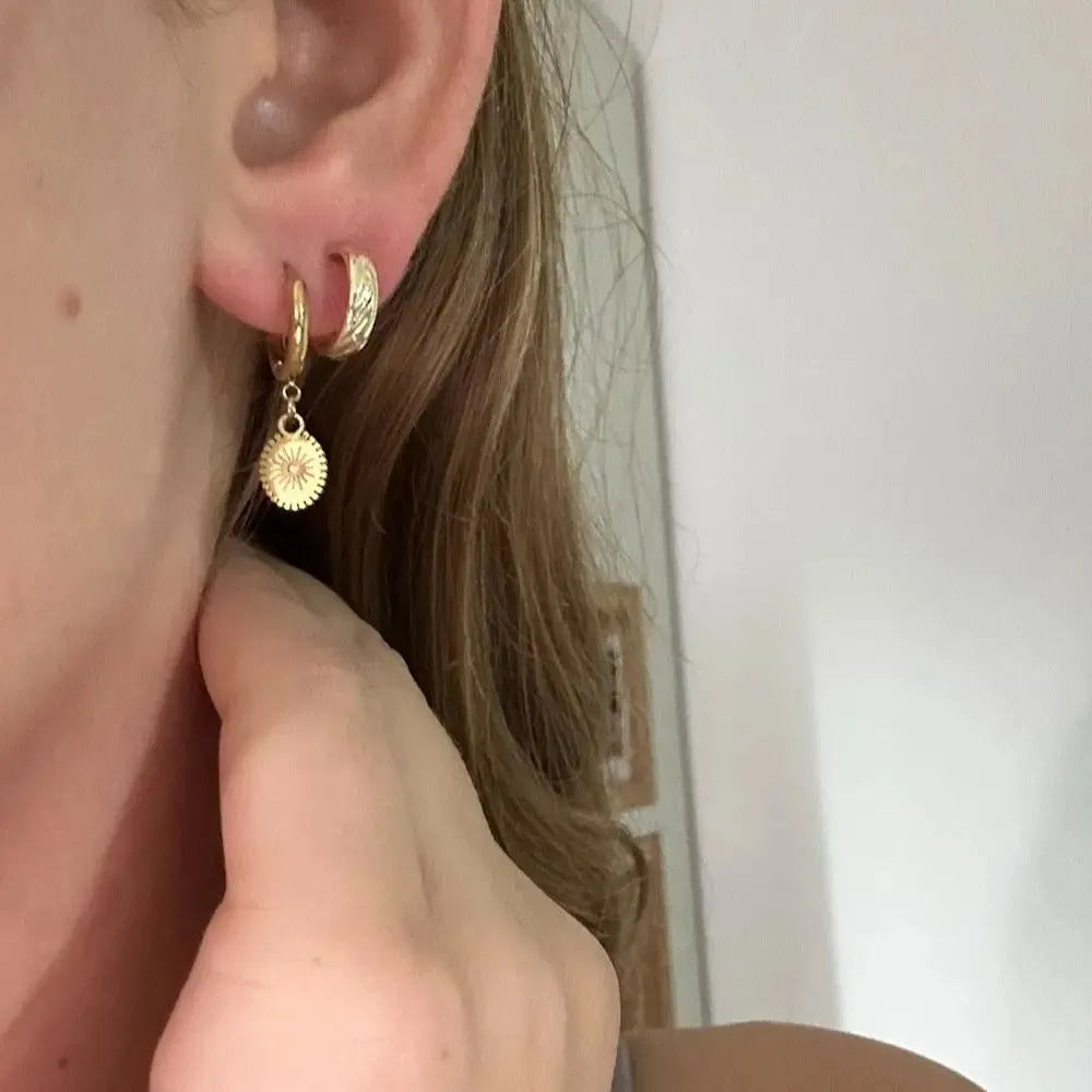 Geometric ellipse earrings in stainless steel with non-fading finish, fashion OL style ear button design