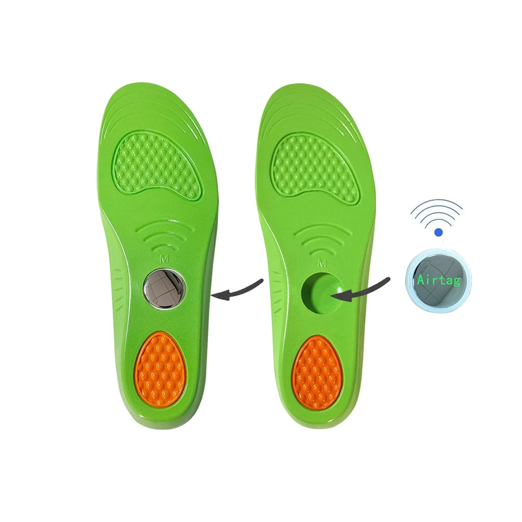 Green anti-lost locator insole for children and elderly made of PU material free size XS to XL