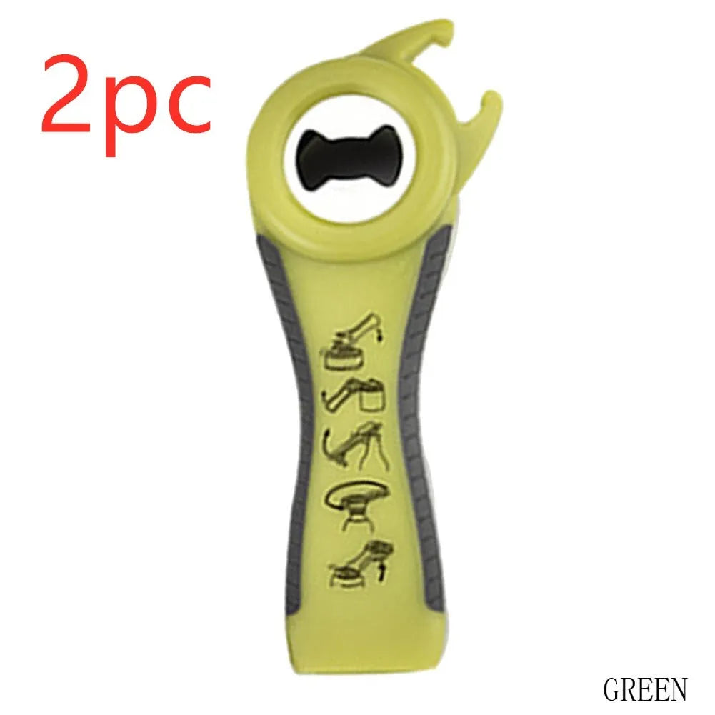 5 in 1 stainless steel can opener and beer bottle opener with PP handle in black colour