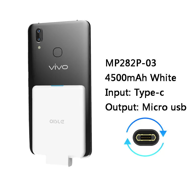 MP282P back clip battery in multiple colours showing 4500mAh capacity and thin 9mm profile