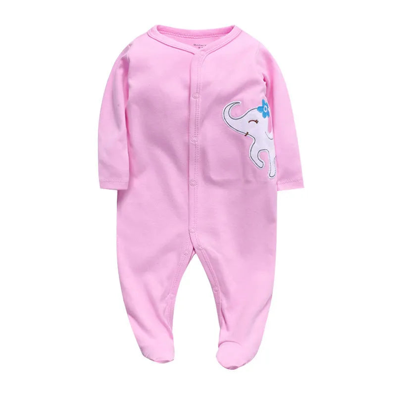 Cotton baby one-piece bodysuit with dinosaur, lion, car, and cloud print style options