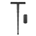 Black lightweight folding camping stool with Oxford cloth seat and aluminium alloy frame, folded size 170 x 70 x 70mm