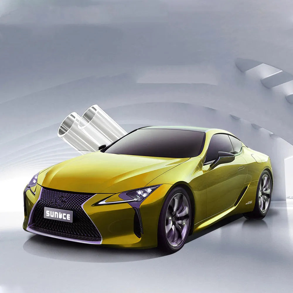 Transparent TPH car paint protection film roll showing clear coating for full vehicle exterior wrap