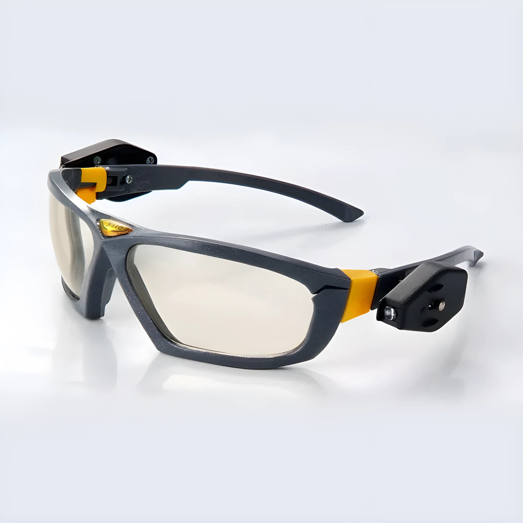 Yile anti impact goggles with integrated LED lamp for night light use, polycarbonate safety lens
