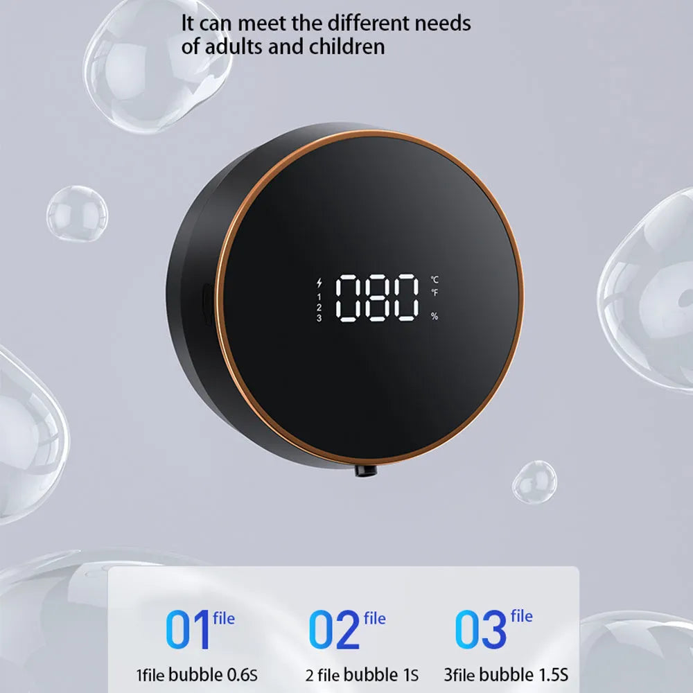 Automatic foam dispenser with motion sensor and USB charging in black and white colour options