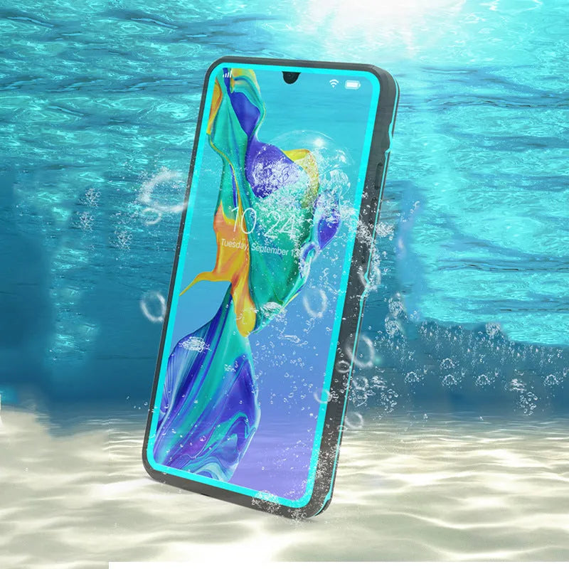 Huawei P30 Pro phone case with wave point pattern in grass blue colour showing all-inclusive protection design