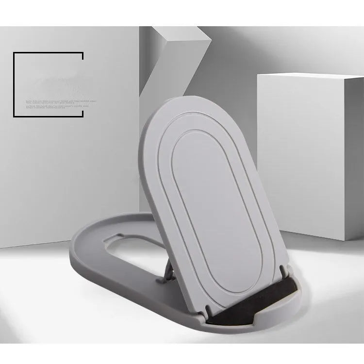 Adjustable plastic mobile phone stand in one of six colour options: black, blue, grey, pink, white, or yellow.