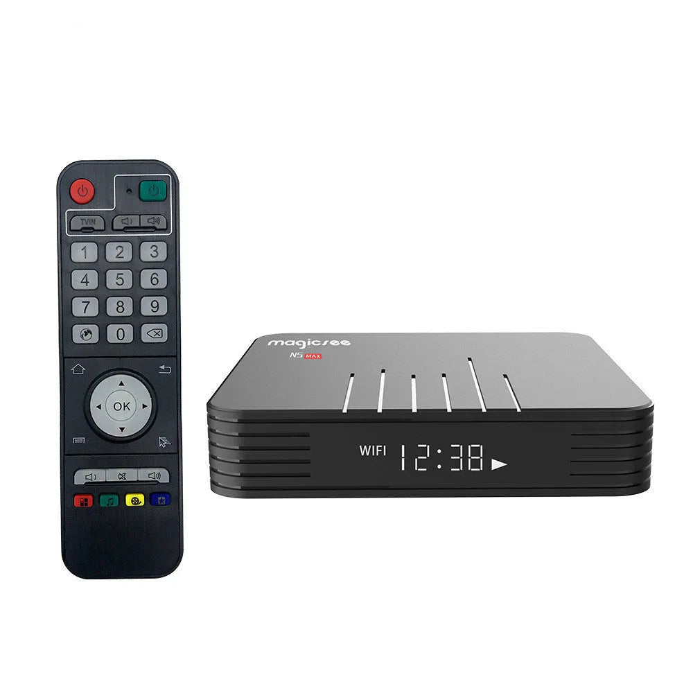 N5 MAX+ Android TV box in black with Amlogic S905X3 4GB RAM 64GB 4K HDMI 2.1 media streamer