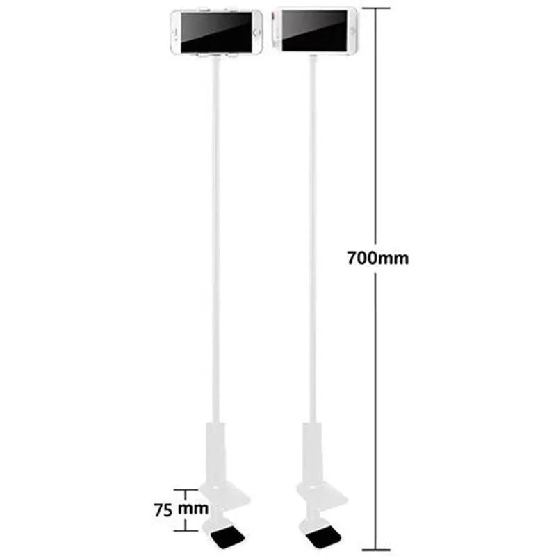 Black flexible mount holder showing bendable arm and suction base holding a tablet at an angle