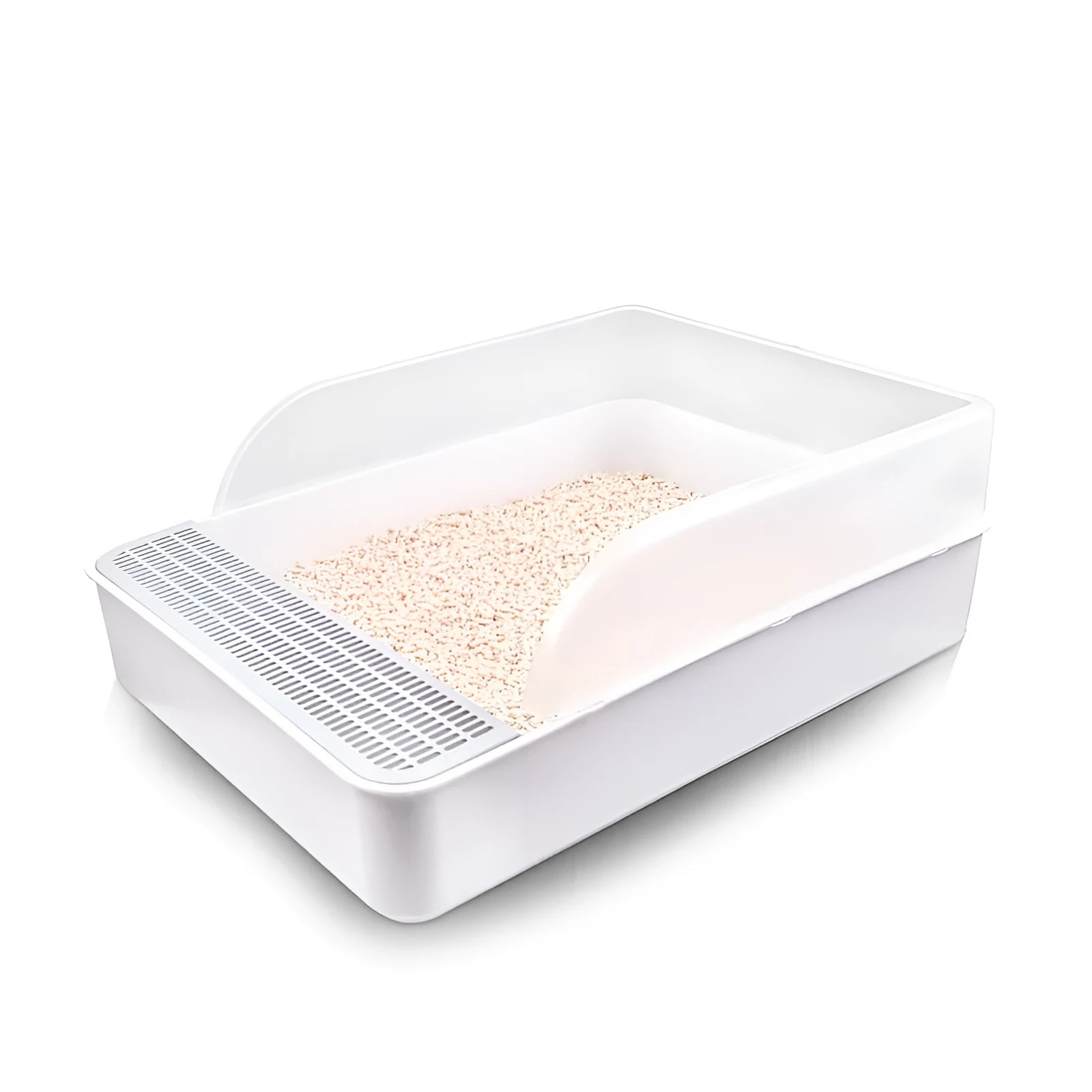 White PP semi-enclosed cat litter box S size 41.7 x 28 x 17 cm