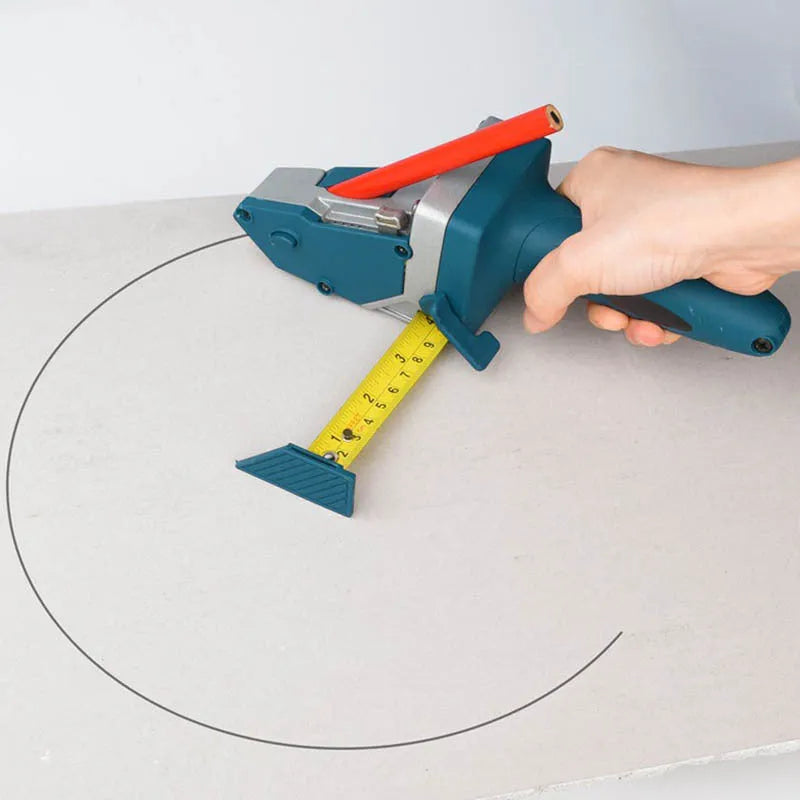 Blue multifunctional woodworking cutter tool with measuring scale for cutting board and foam