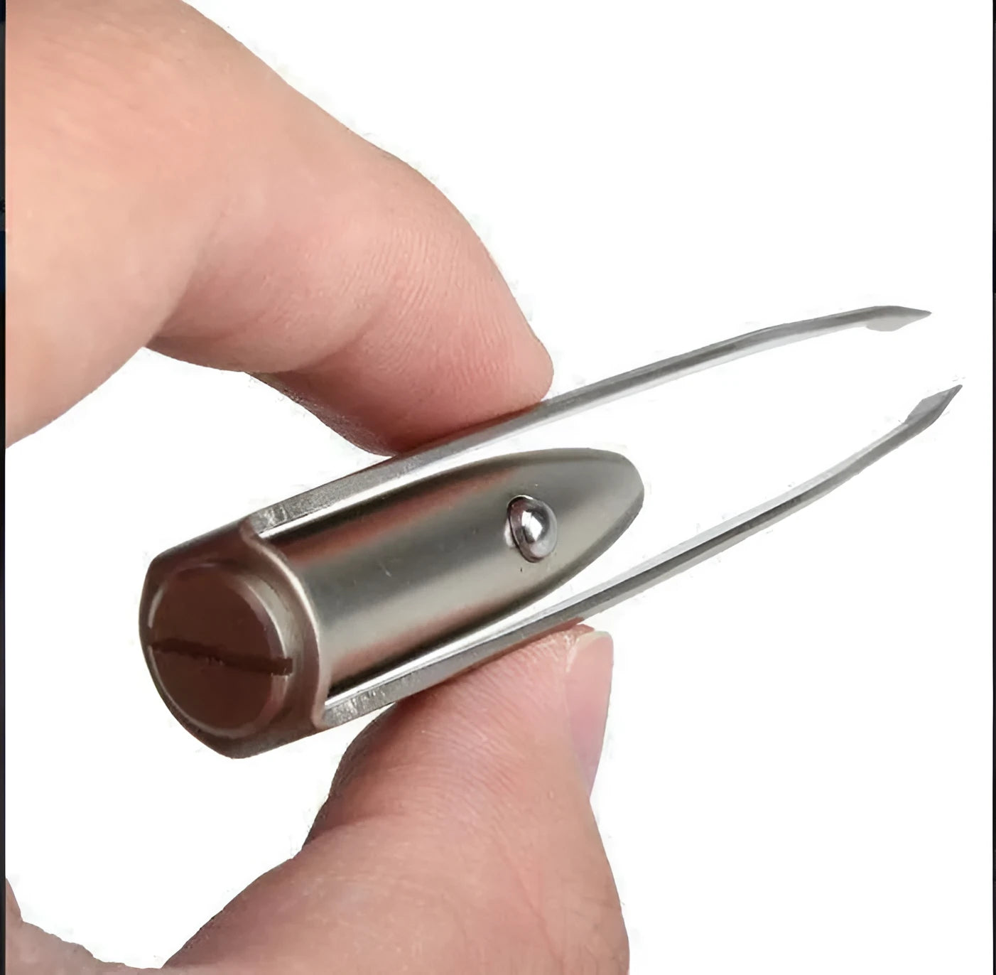 Stainless steel LED beauty tweezers with illuminated tips for eyebrow grooming