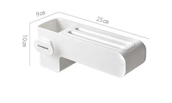 White plastic knife rack on kitchen countertop showing modern simple design