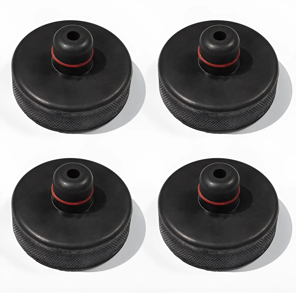 Tesla Model 3 jack rubber pad in space aluminium and PVC with rubber ring pattern for chassis protection