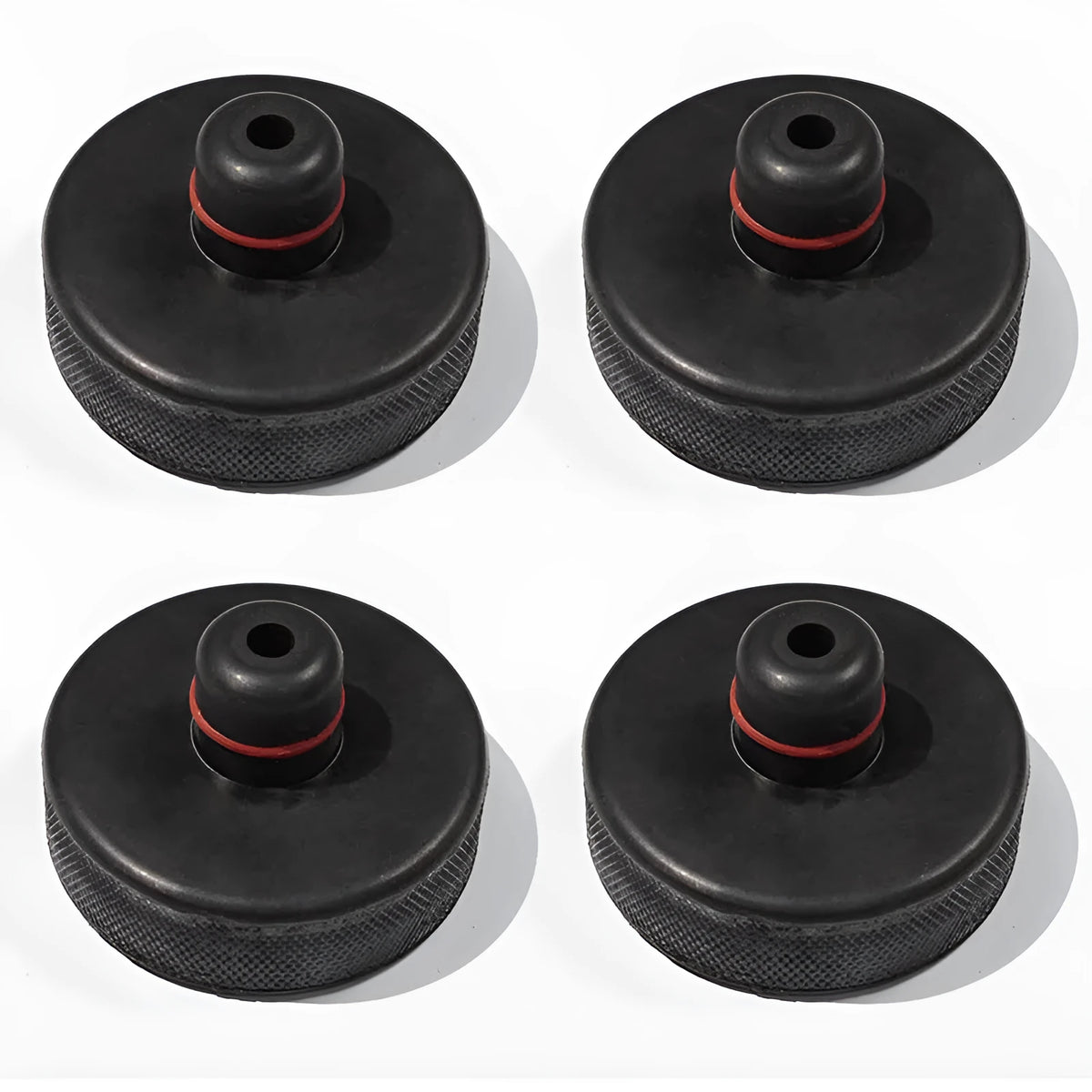 Tesla Model 3 jack rubber pad in space aluminium and PVC with rubber ring pattern for chassis protection