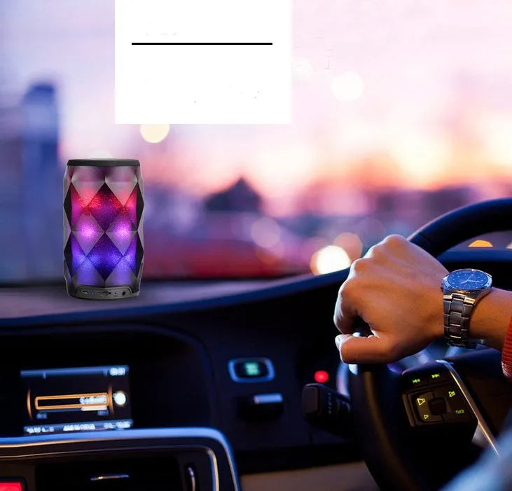Black crystal diamond-cut Coca-Cola can shaped Bluetooth speaker lantern with colourful LED lights.