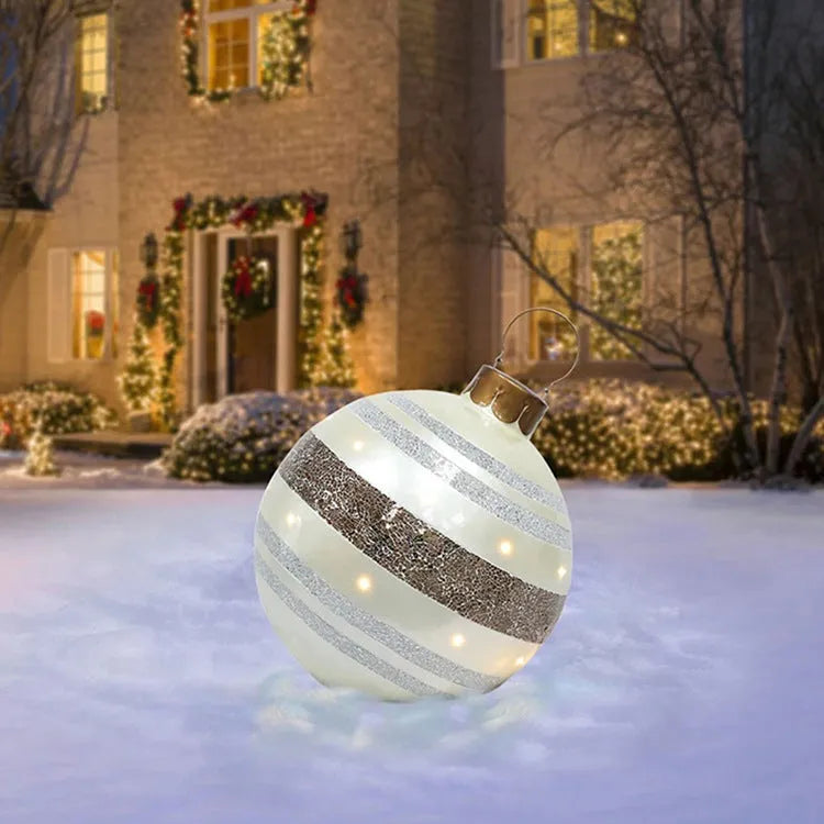 60cm diameter PVC inflatable Christmas ball decoration in various colour patterns
