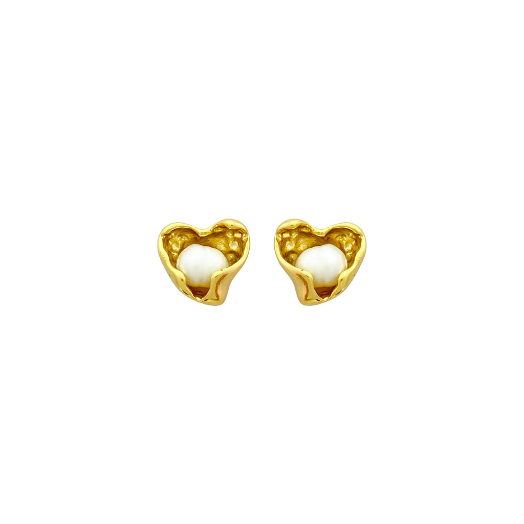 Copper heart-shaped irregular pearl earrings women choice ear clips ear studs electroplated finish