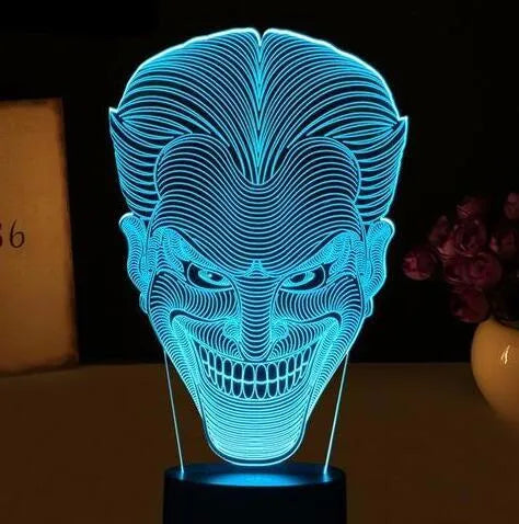 USB-powered 3D acrylic LED lamp with touch control and seven colour options on a desktop