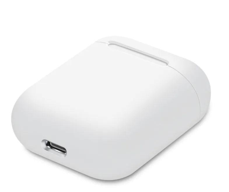 Split-shell silicone protective case for Apple AirPods charging box in a selection of colours on a plain background.