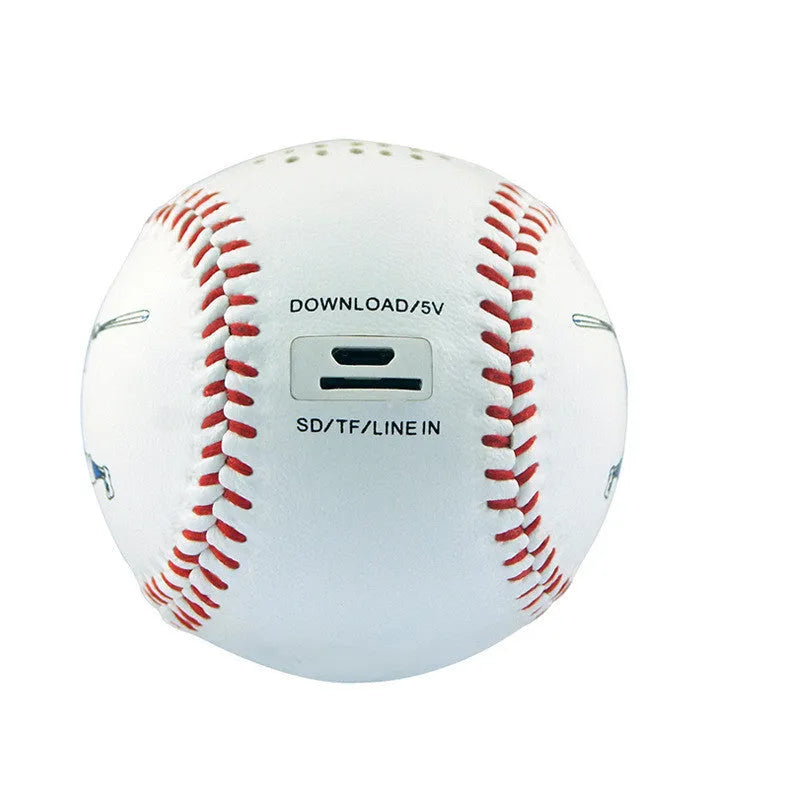 Baseball-style Bluetooth speaker in green colour showing compact design with likely control buttons.