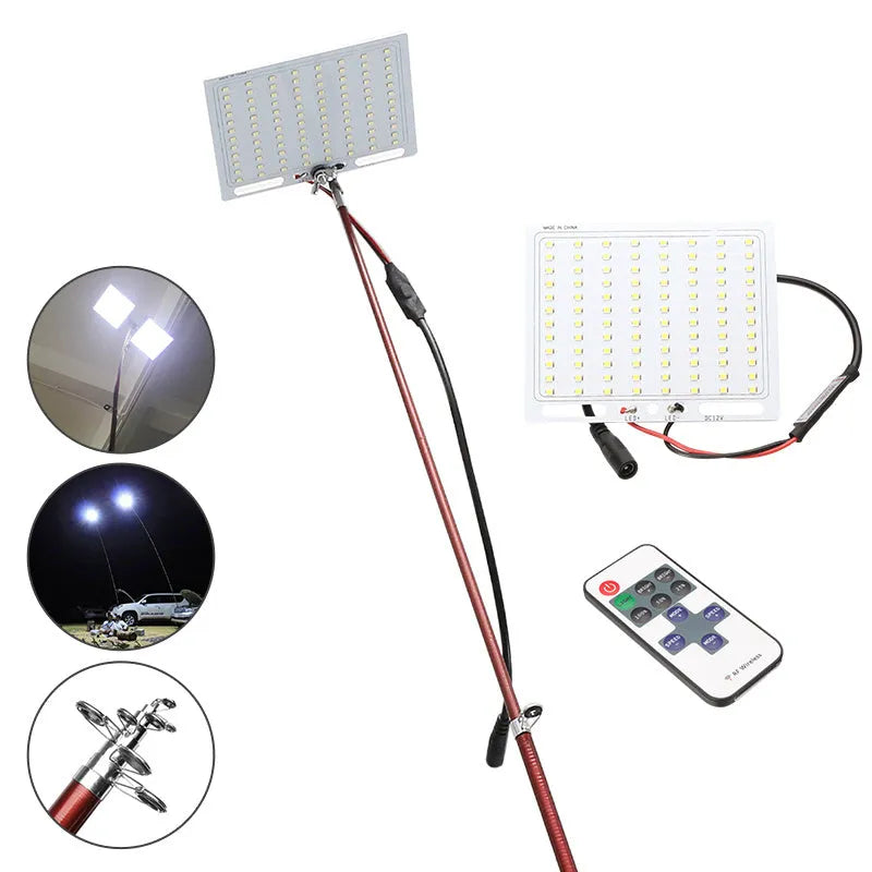 White LED fishing rod light with remote control for night fishing illumination