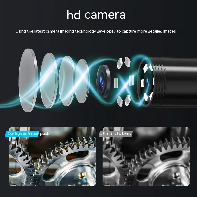 Waterproof HD inspection camera with 8mm probe for automotive and plumbing pipeline visual inspection