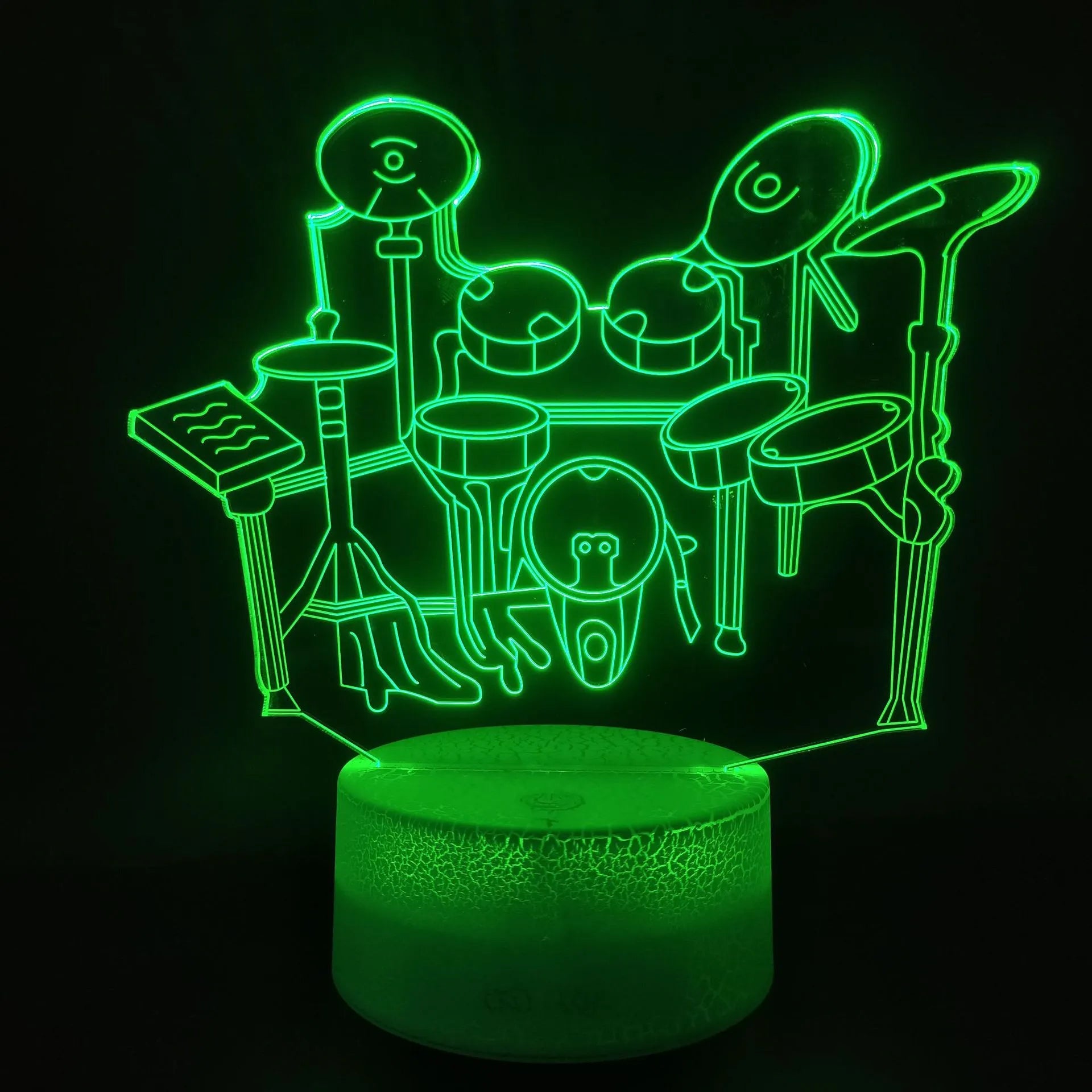 3D acrylic drum kit night light displaying blue colour with remote control