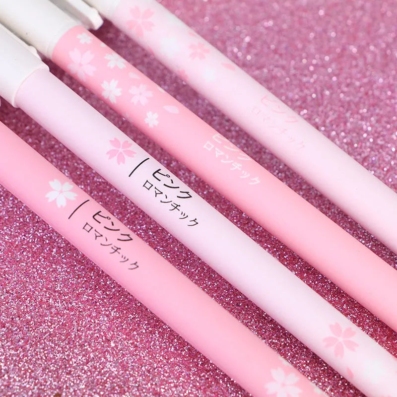 Sakura gel pen set showing plastic body pens with 0.5mm and 0.38mm needle tip options in boxed packaging