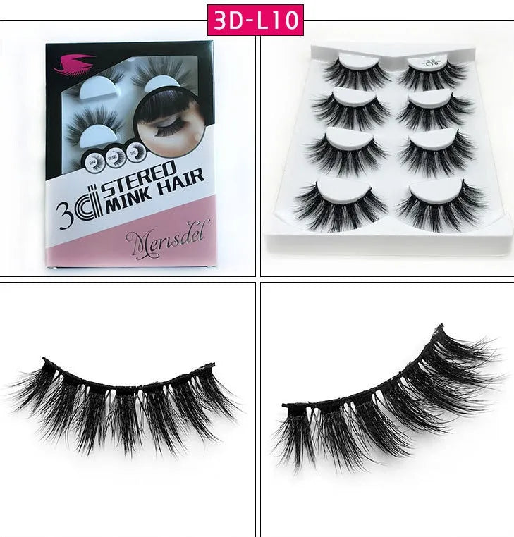 3D false eyelashes handmade from imported fiber with wispy design in L01 style