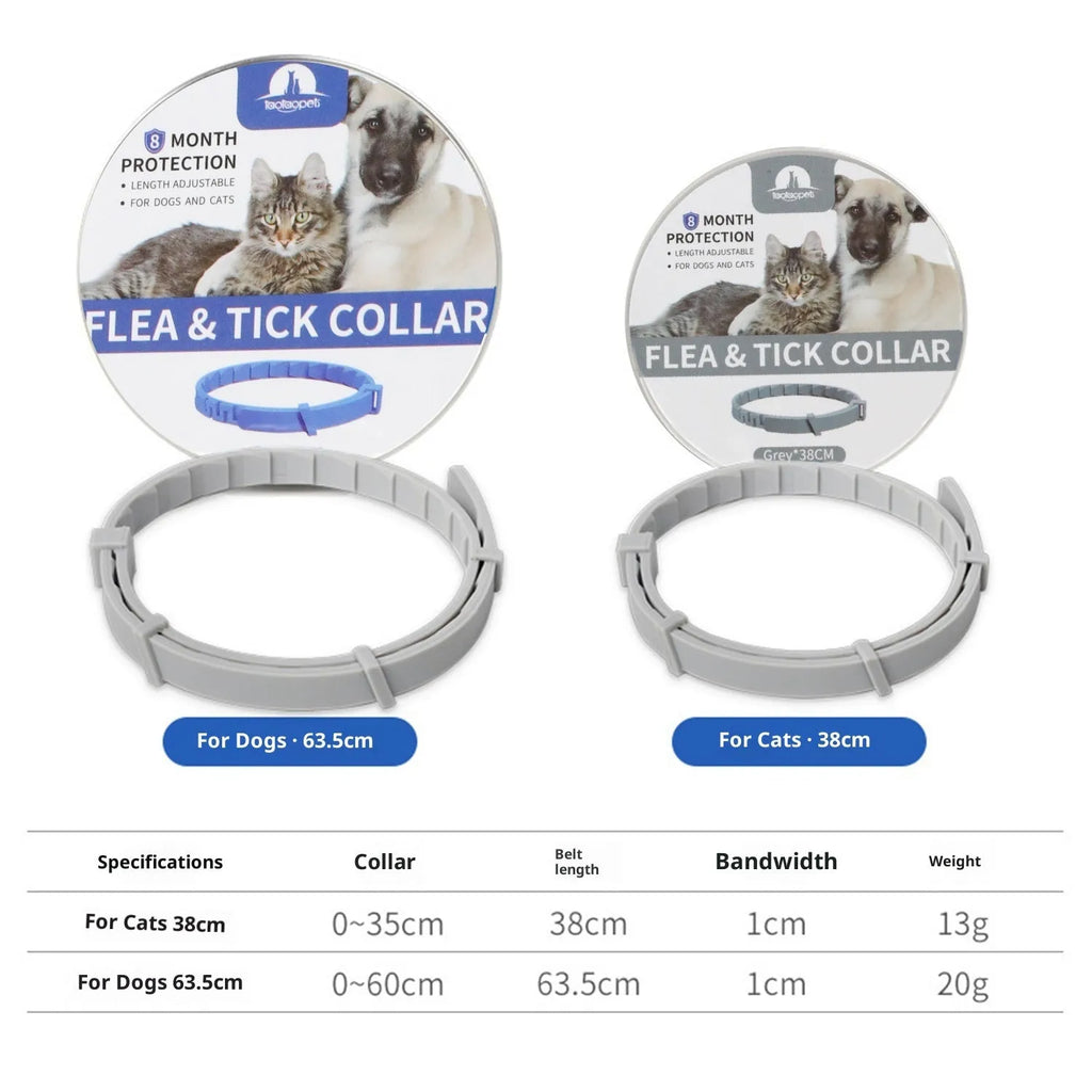 Adjustable anti-bite cat collar for dogs in PVC with aluminium boxed finish, monochrome pattern, 38cm cat or 63cm dog size