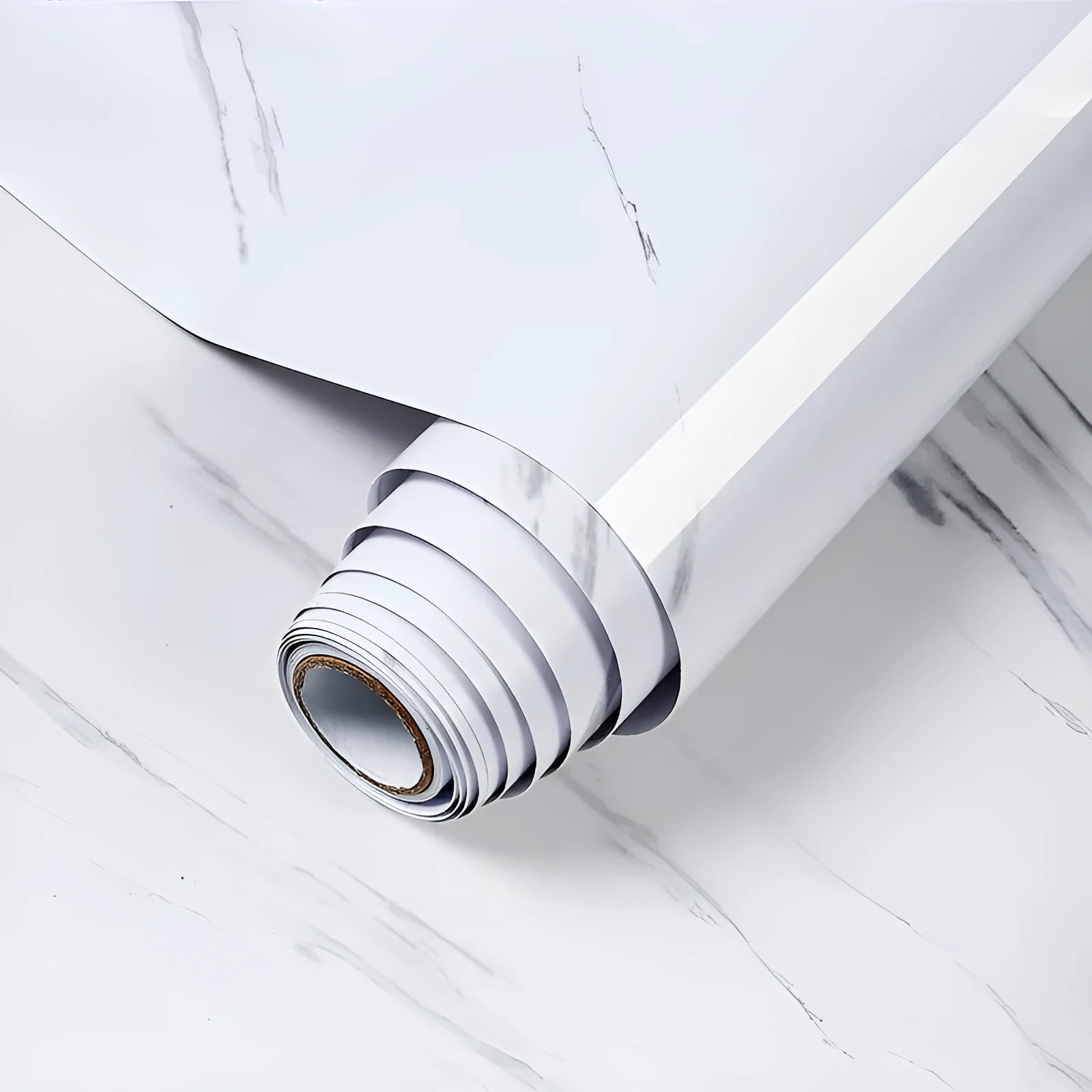 Large marble pattern PVC waterproof sticker for kitchen splashback protection, showing peel-and-stick adhesive backing.