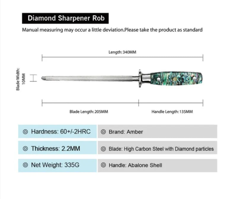 High carbon steel kitchen knife sharpener with abalone shell handle for household use