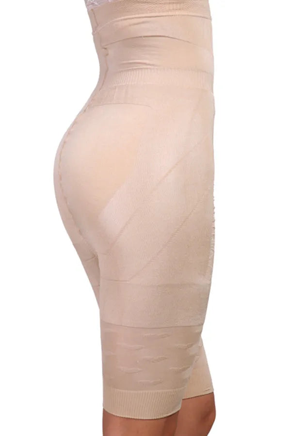Women's seamless high-waist shapewear shorts for tummy control in black and nude colours