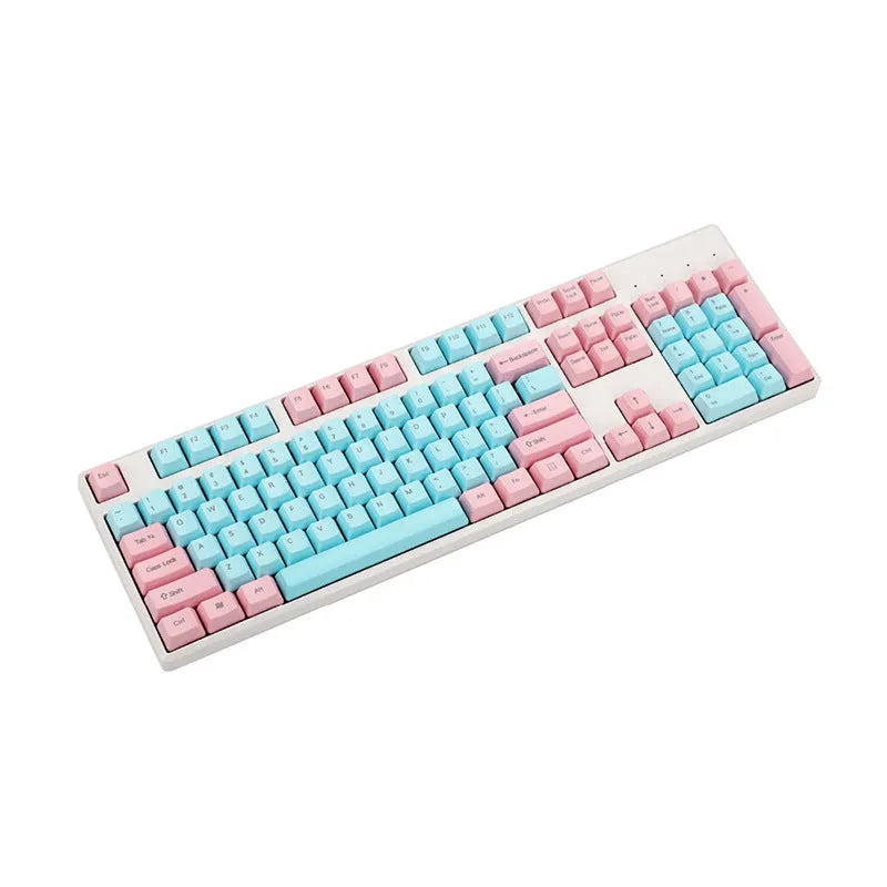 Pink PBT keycap set with side engraving for mechanical keyboards in 104, 87, and 61-key layouts