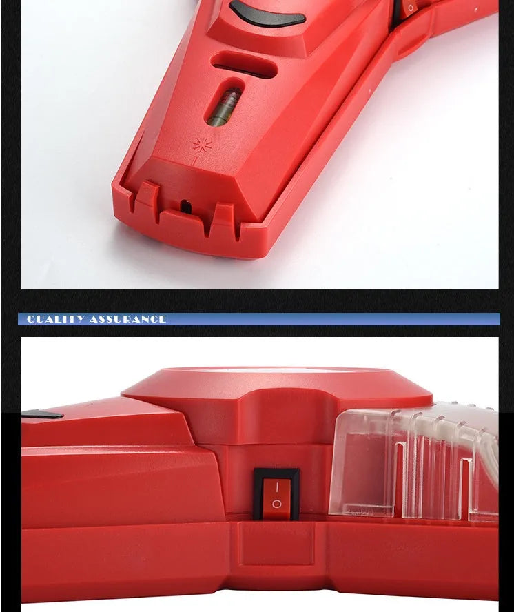 Portable infrared laser level with red beam for woodworking positioning tasks