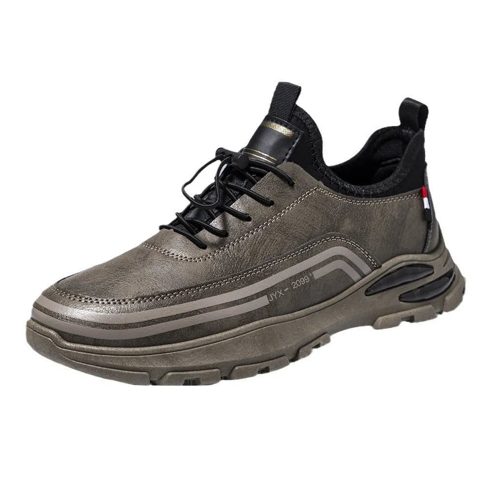 Men's black waterproof sneakers with fleece lining and synthetic leather upper