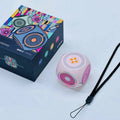 Decompression rotating gyro bass Bluetooth speaker in black with LED light on outdoor surface