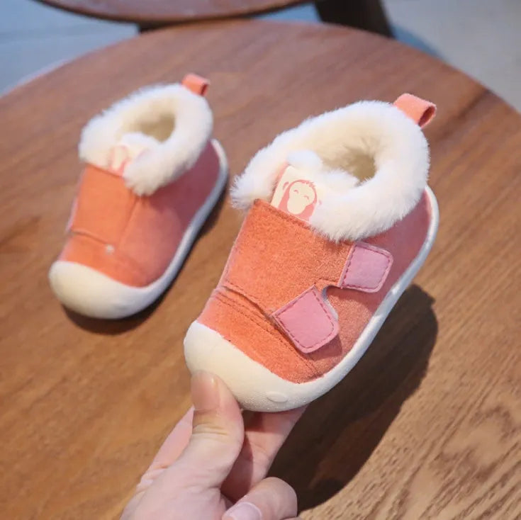 Toddler cotton shoes with velvet upper and non-slip soles in multiple colours and sizes