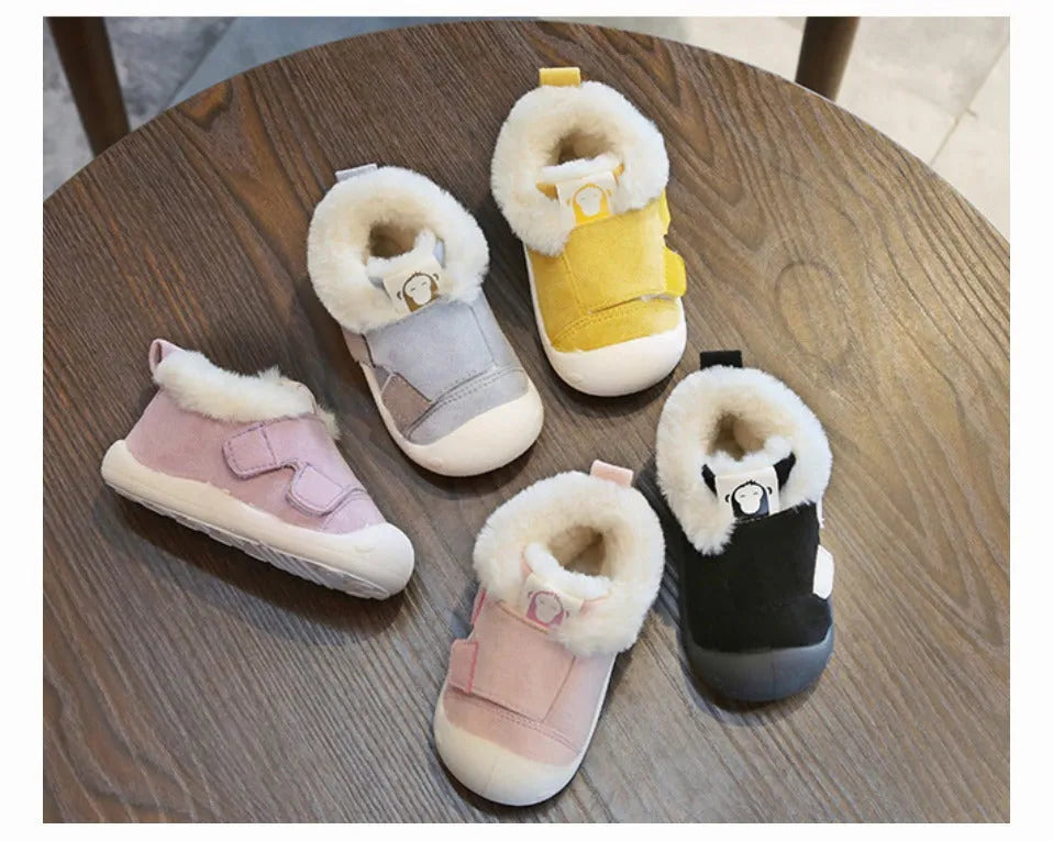 Toddler cotton shoes with velvet upper and non-slip soles in multiple colours and sizes