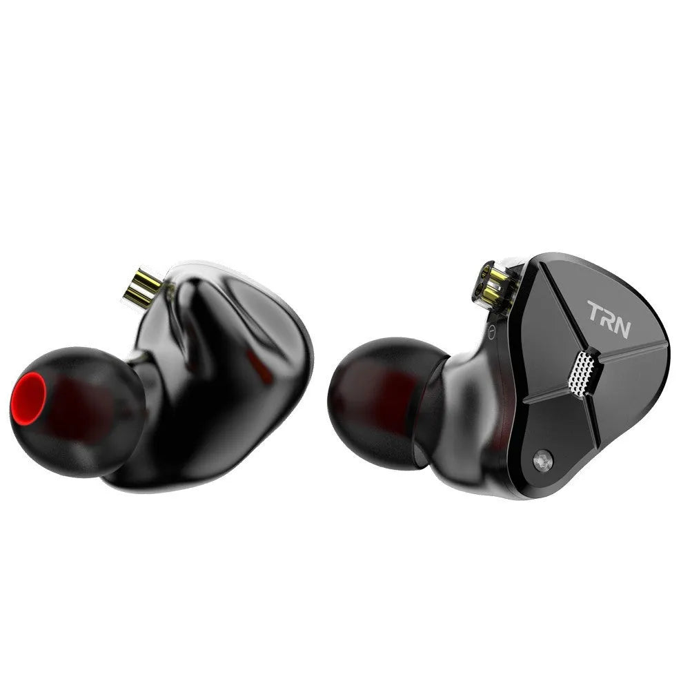 Black in-ear mobile headset with 3.5mm straight plug and TPE cable