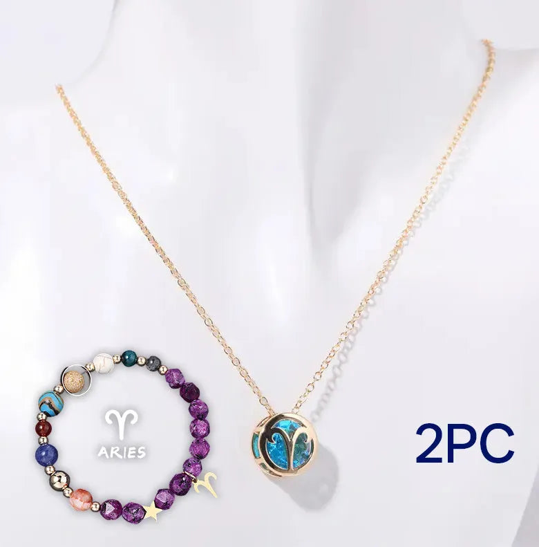 Natural stone beaded necklace and bracelet set with adjustable cords in one of twelve available style variations