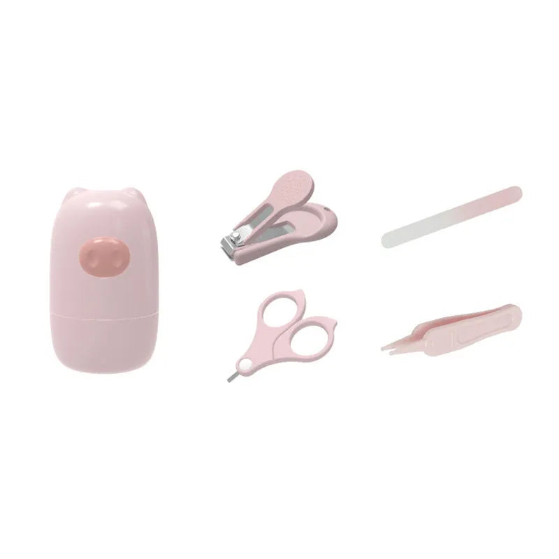 Baby nail clippers set with silicone handle in a choice of six animal-themed colours for newborns.