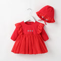 Soft cotton baby princess fluffy dress in pink, red, or white colour for toddlers.