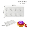 Round silicone baking mould with 8-bubble patterned base for cakes and desserts.