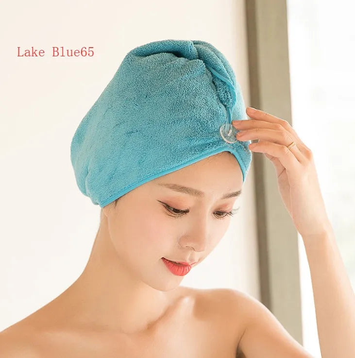 Women's microfiber hair dryer cap, absorbent hair towel, shown in a solid colour